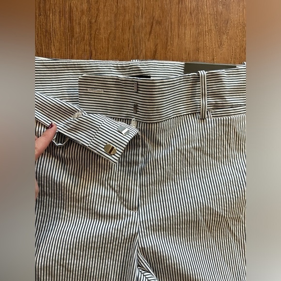 NWT Ann Taylor Factory Blue & White Pinstripe Cropped Trouser Women’s size 14 - Picture 4 of 9